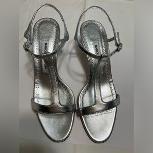 Manolo Blahnik Metallic Silver Heels New With Box Not Used